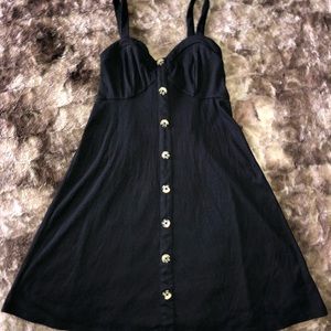 Black stretchy dress w/ brown marble buttons